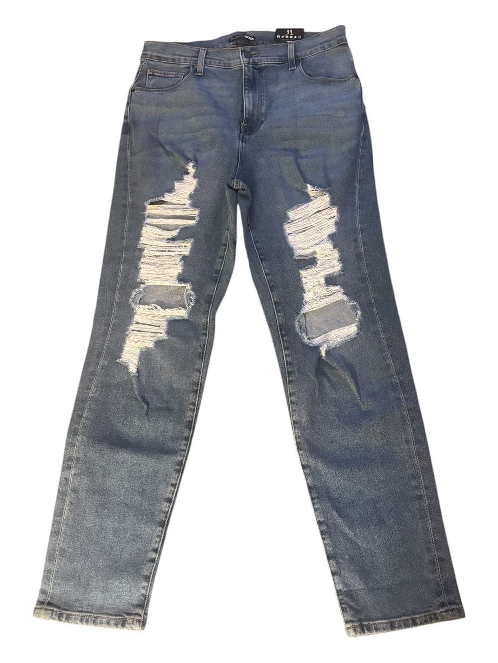 Fashion Nova Distressed Straight-Leg Jeans - Blue Size 11 NWT